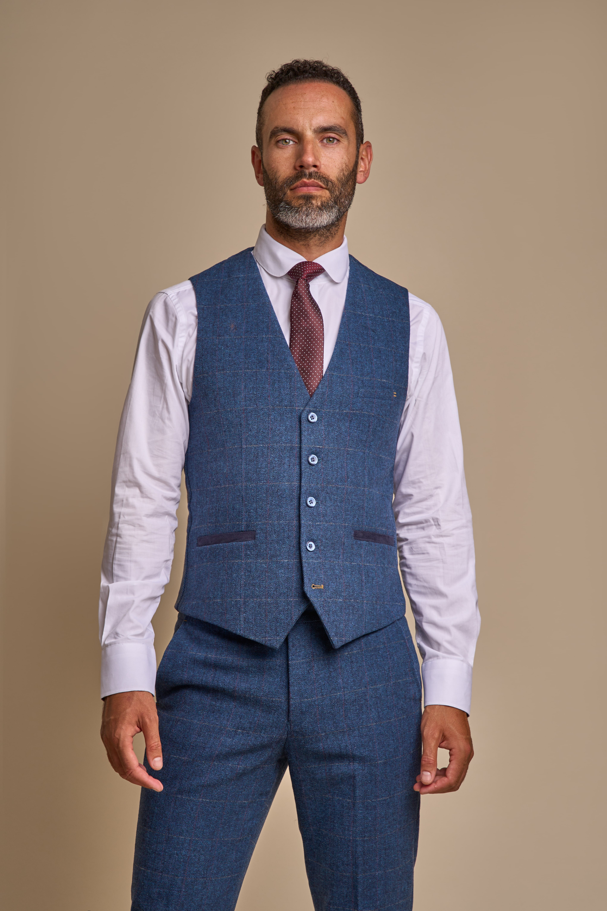 Carnegi Navy Regular Tweed Three Piece Suit