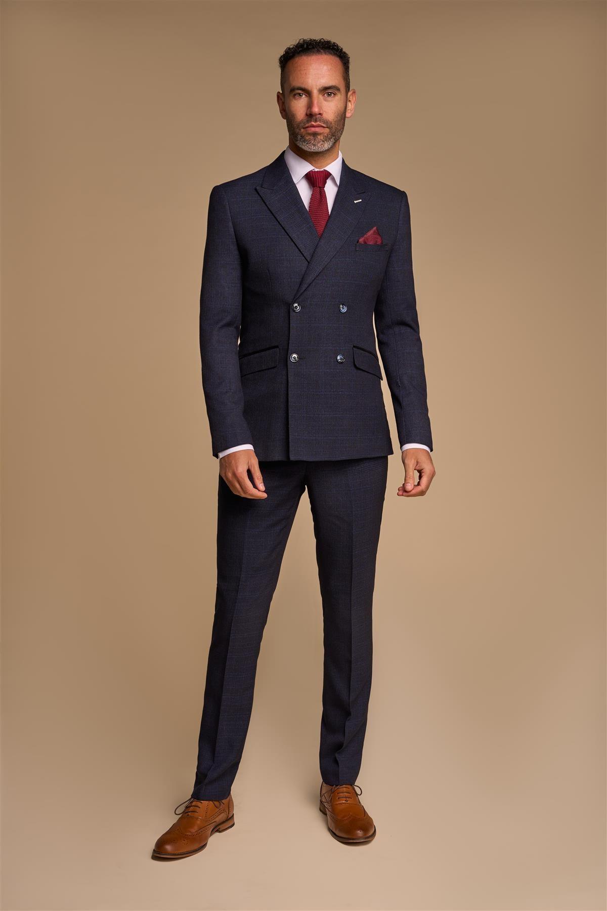 Caridi Navy Double Breasted Two Piece Suit