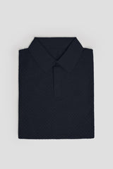 Textured Navy Polo - House of Cavani