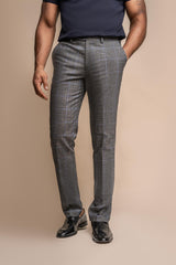 Power Grey Tweed Slim Fit Trousers