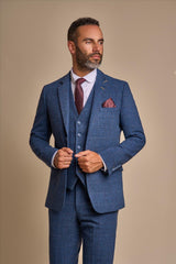 Carnegi Blue Three Piece Suit Front