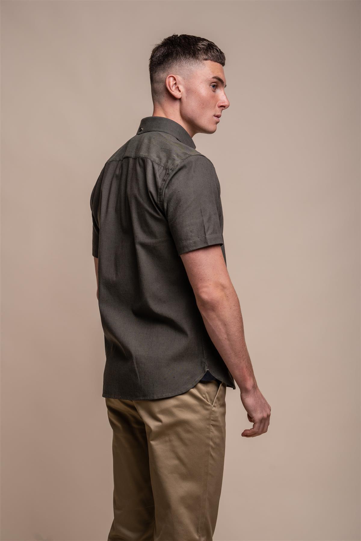 Fuego olive half sleeve shirt back