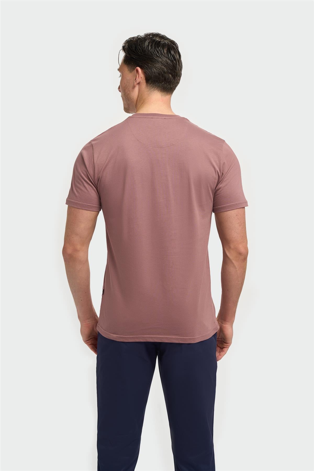 Sanchez Mauve Pure Cotton Stretch Fit Crew Neck T-Shirt