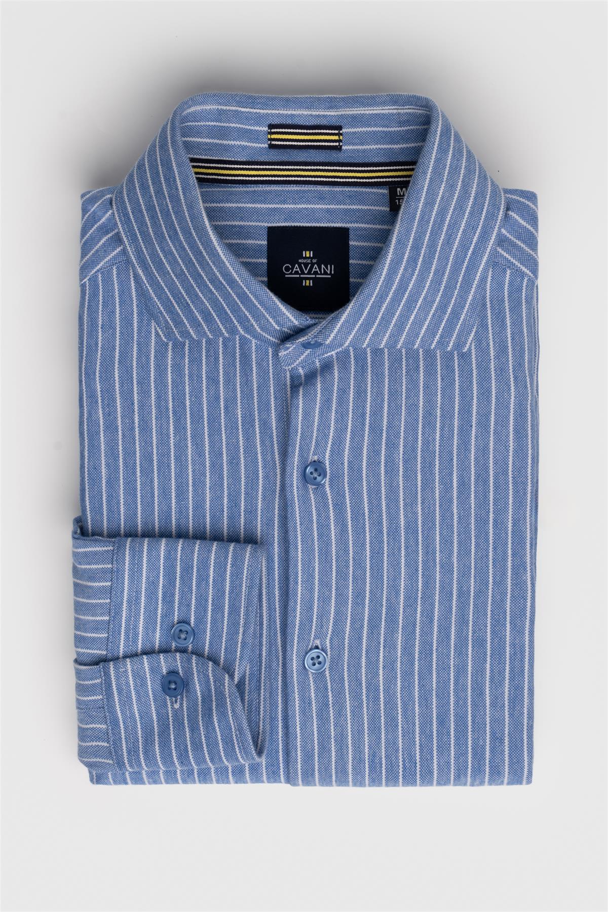 Ashley Stripe  Blue Shirt - House of Cavani
