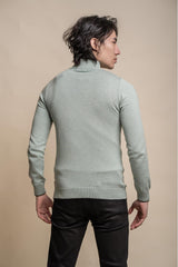 Kyle almond green half zip knitwear back