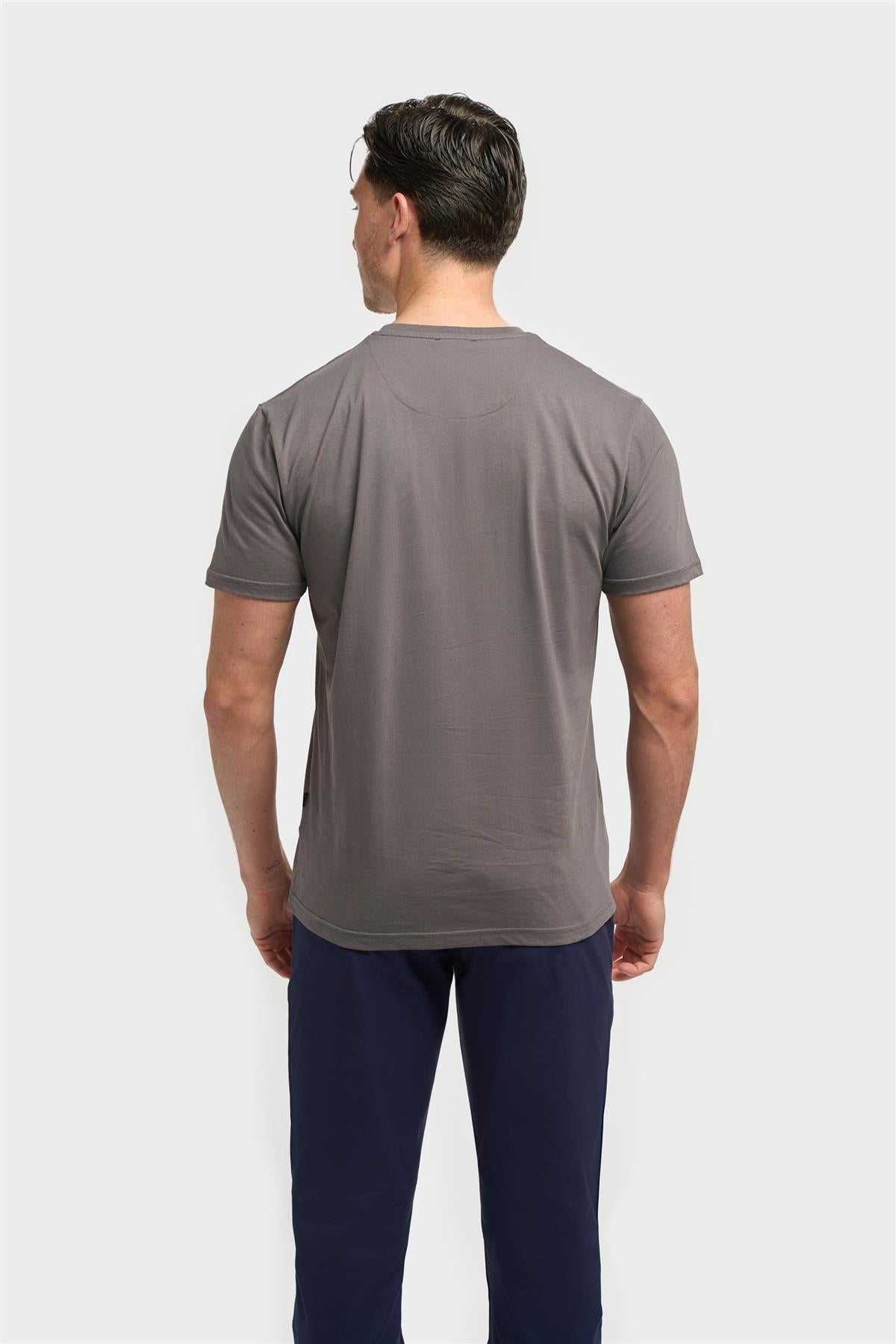 Sanchez Charcoal Pure Cotton Stretch Fit Crew Neck T-Shirt