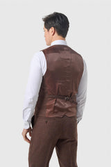Thomas Dark Mahogany Tweed Three Piece Suit