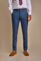 Carnegi Navy Regular Tweed Three Piece Suit - House of Cavani