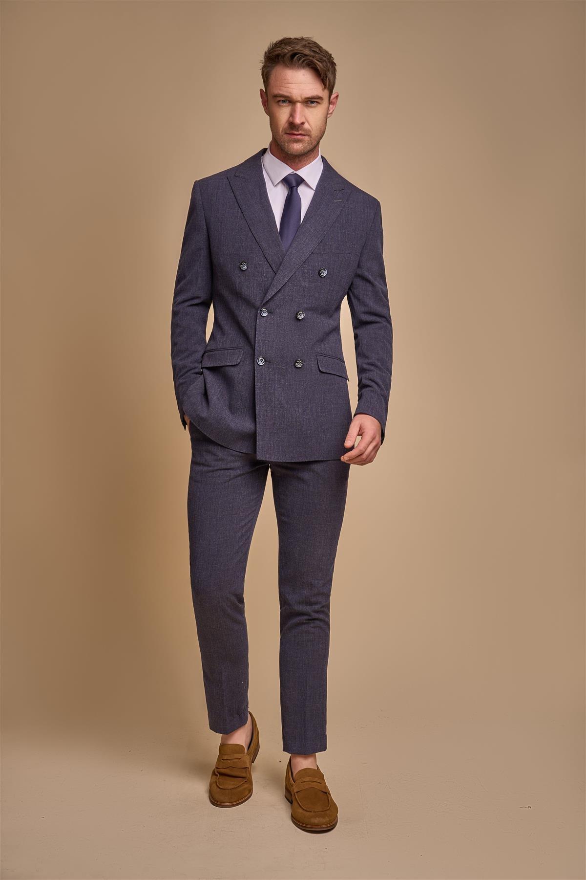 Tokyo navy double breasted two piece suit front