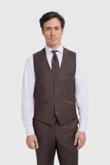 Bond Wool Rich Auburn Waistcoat - House of Cavani