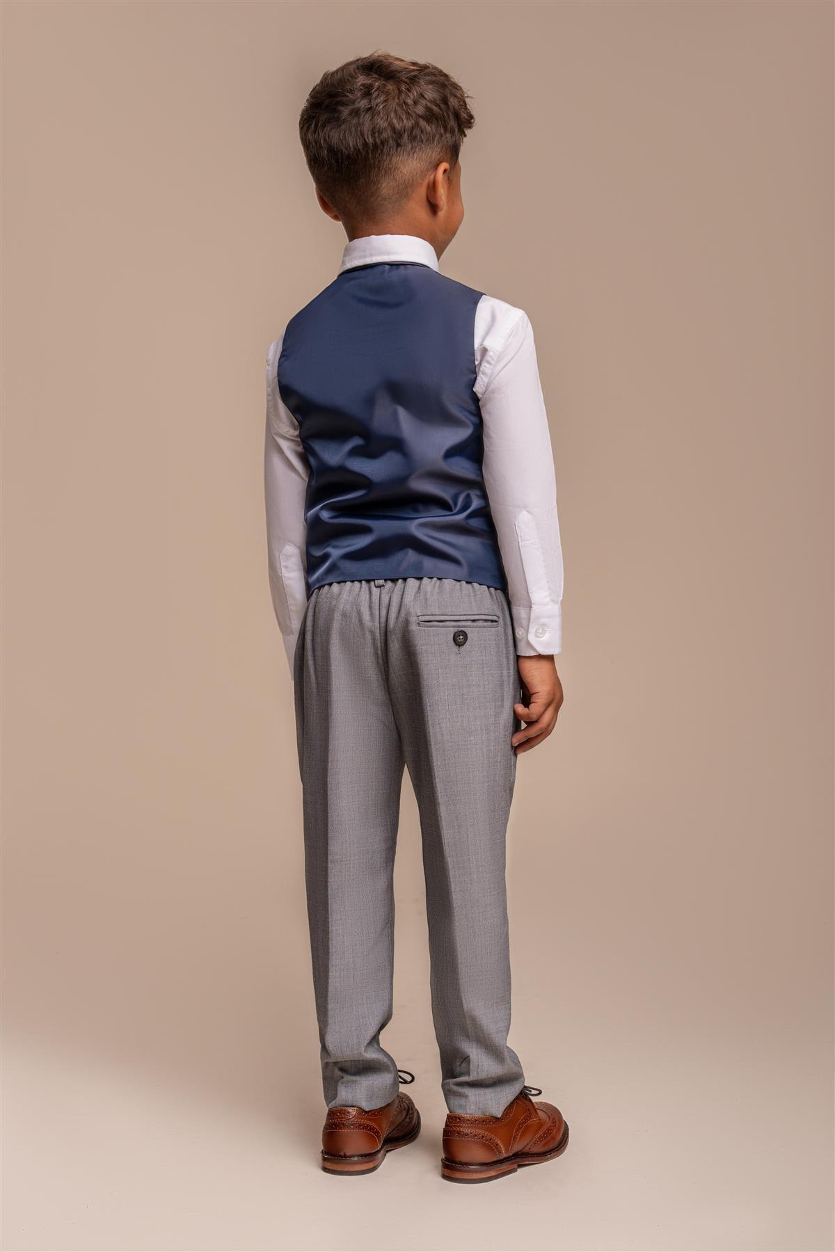 Boys Reegan Grey Waistcoat With Trouser Back