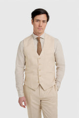 Malibu Beige Three Piece Suit - House of Cavani