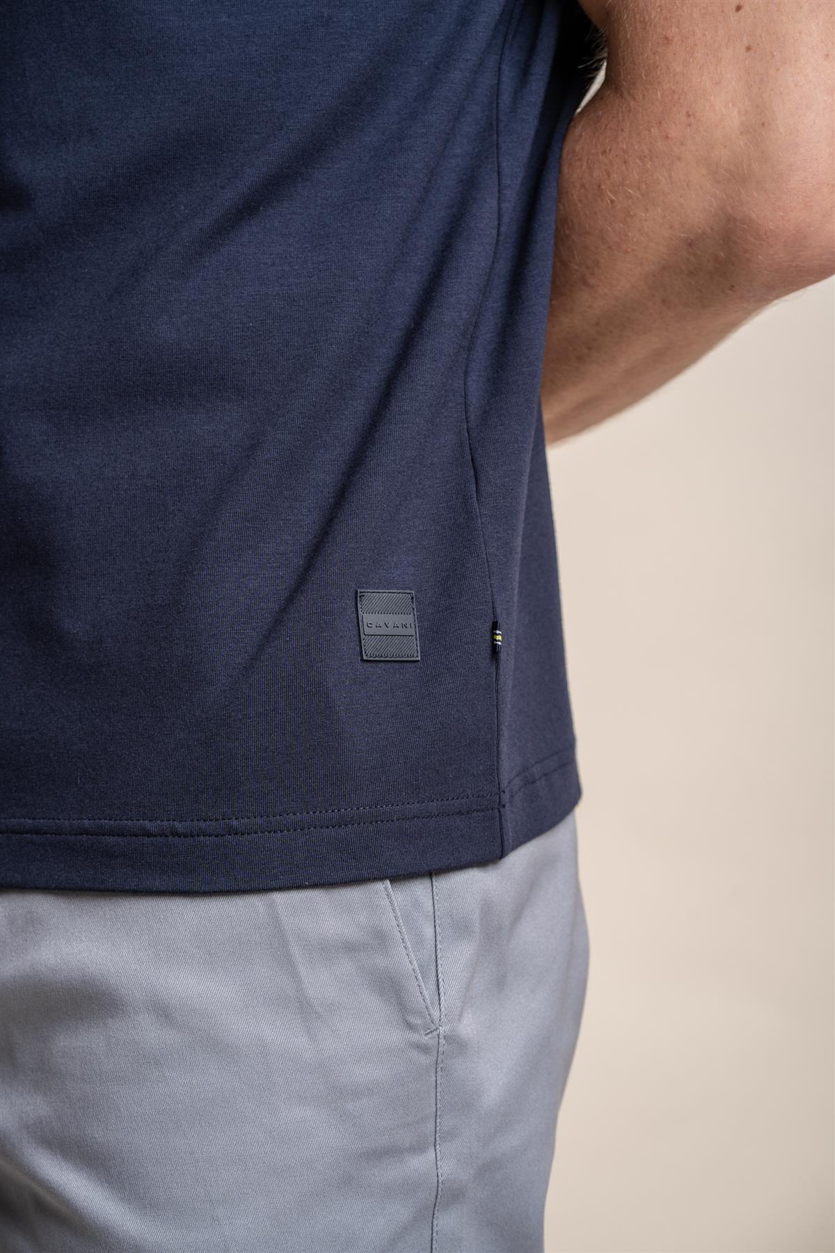 Kelsey navy polo T-shirt front detail