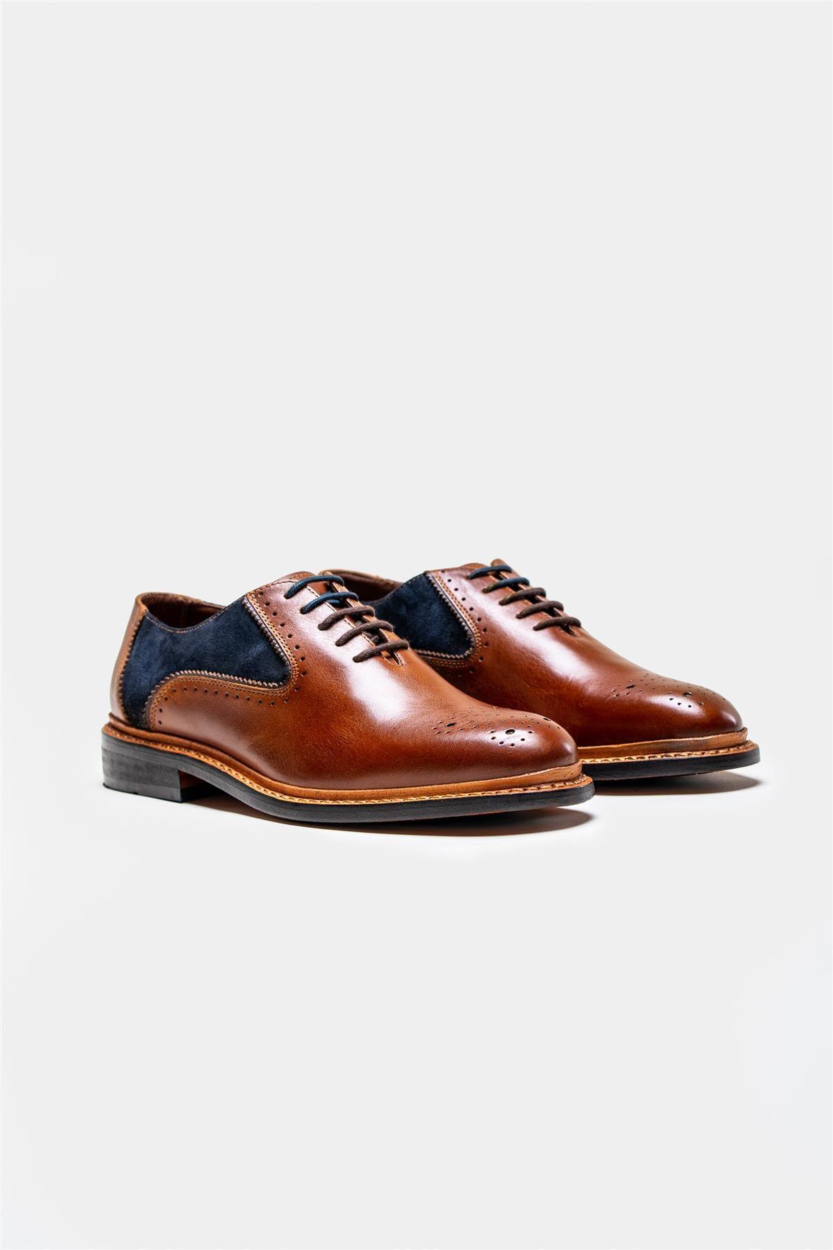 Brentwood tan/navy shoes front