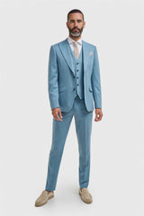 James Marine Super 130s Wool Three Piece Suit - House of Cavani