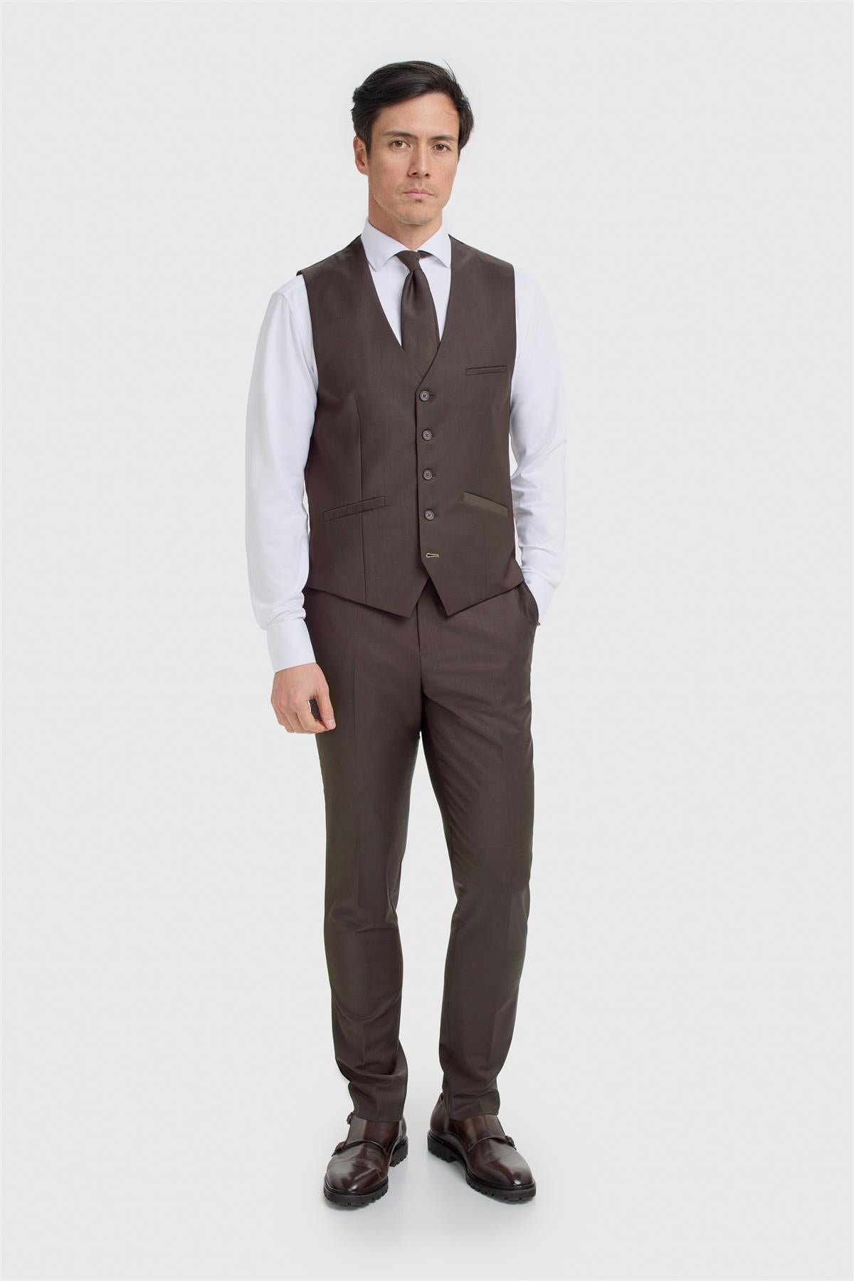 Bond Wool Rich Auburn Waistcoat - House of Cavani
