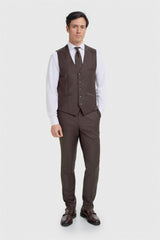 Bond Wool Rich Auburn Waistcoat - House of Cavani