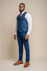 Orson Blue Tweed Slim Fit Three Piece Suit