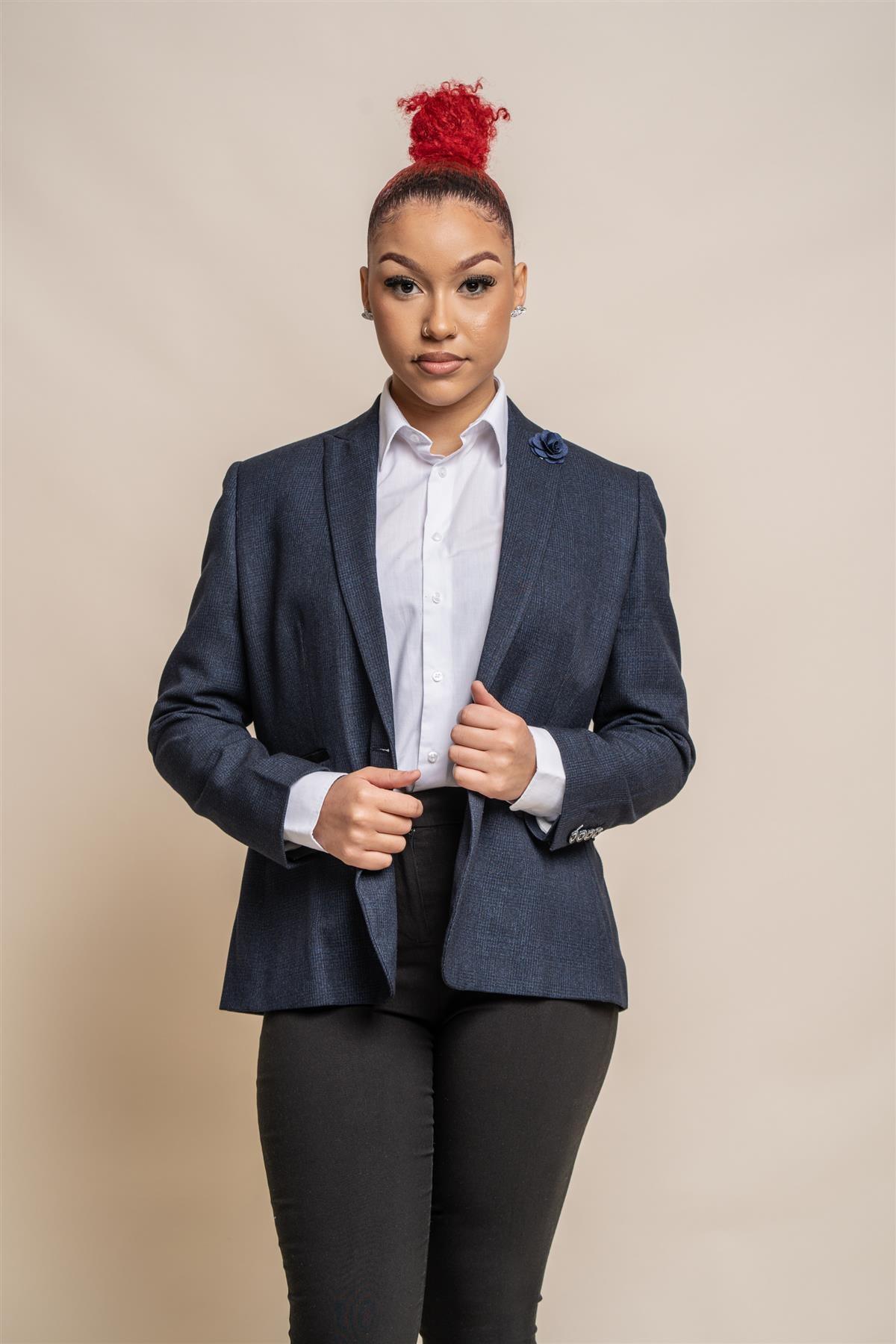 Caridi navy ladies blazer front