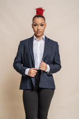Caridi navy ladies blazer front