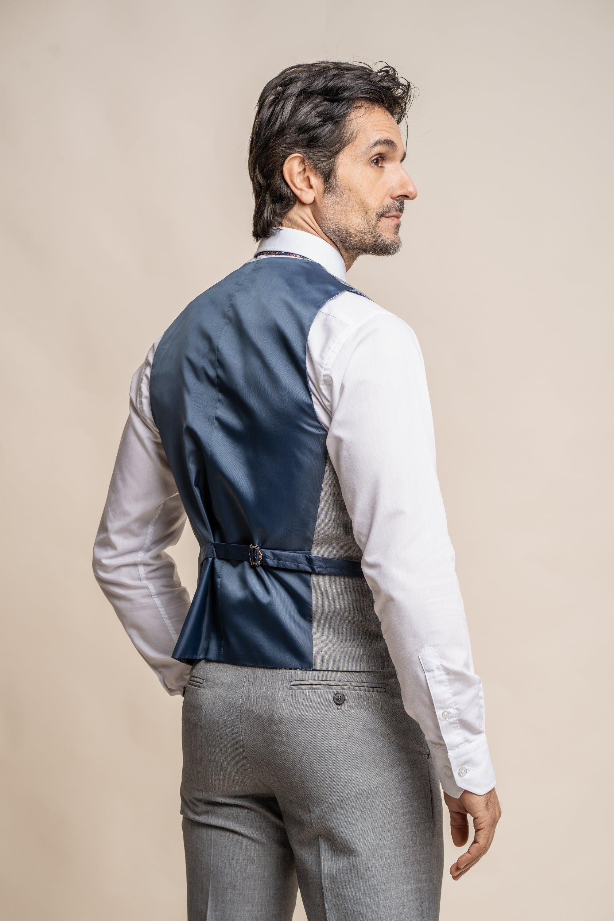 Reegan grey regular waistcoat back