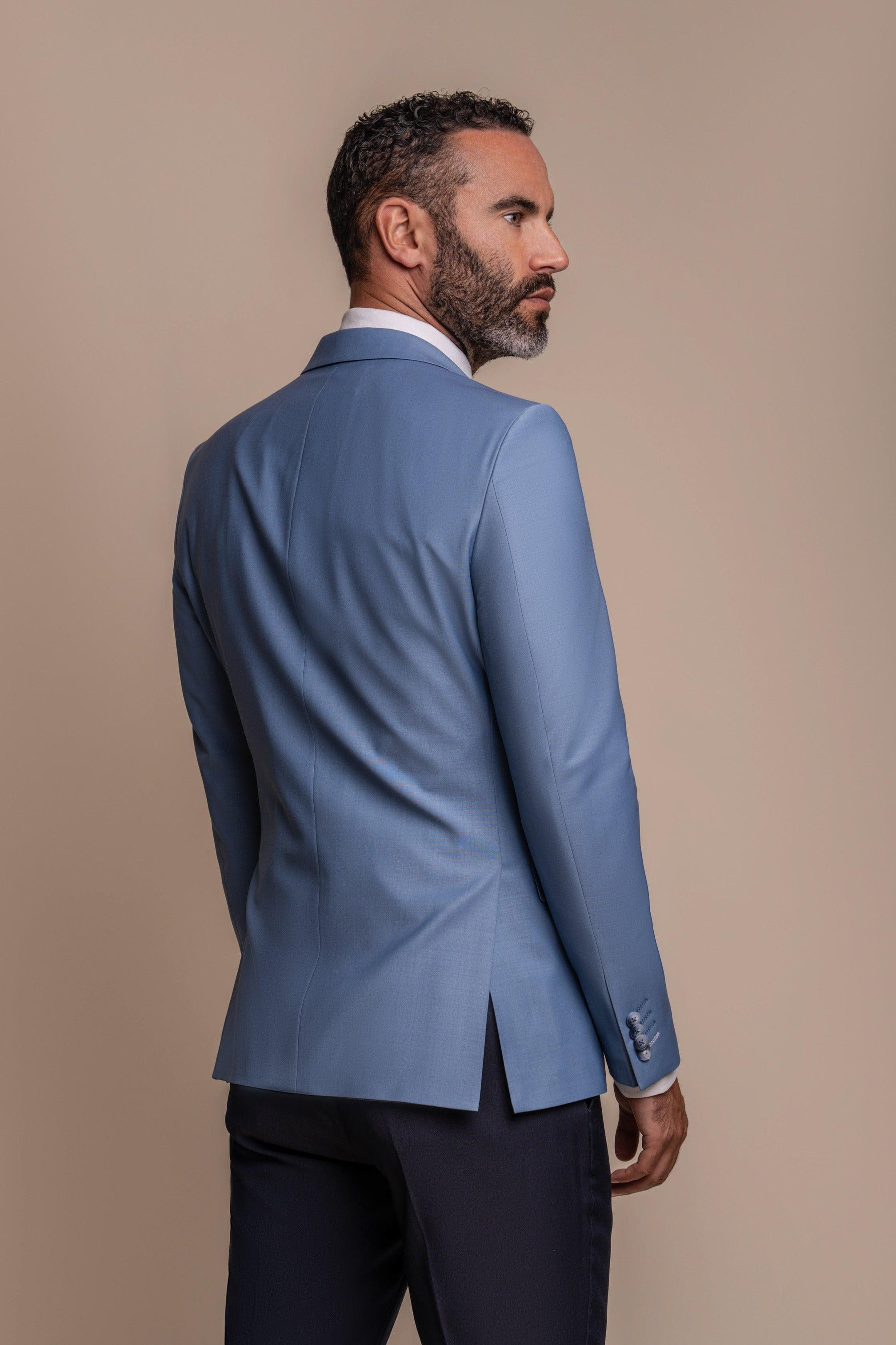 Bond ocean blue with Baresi trouser three piece suit back