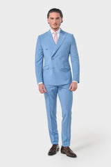 Bond Wool Rich Ocean Blue Double Breasted Two Piece Suit