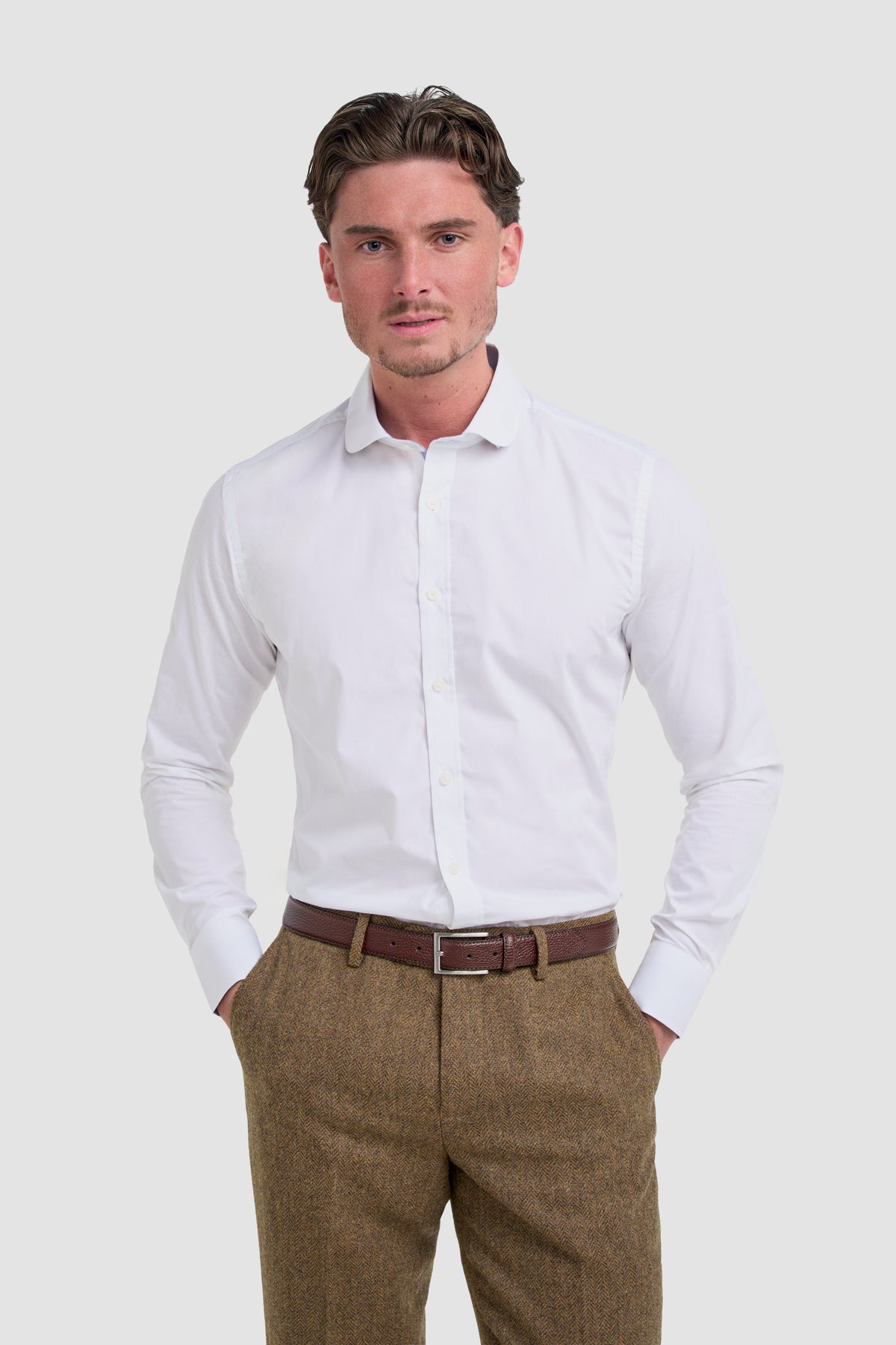 Shirt No. 635 White Round Neck Collar