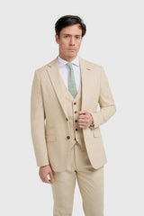 Camden Beige Three Piece Suit - House of Cavani