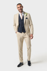Camden Beige With Torino Navy Waistcoat