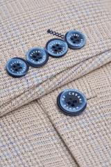 Caridi Beige Check Slim Fit Blazer