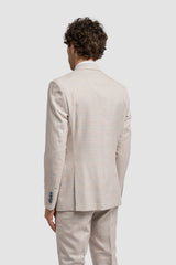 Caridi Beige Regular Check Three Piece Suit