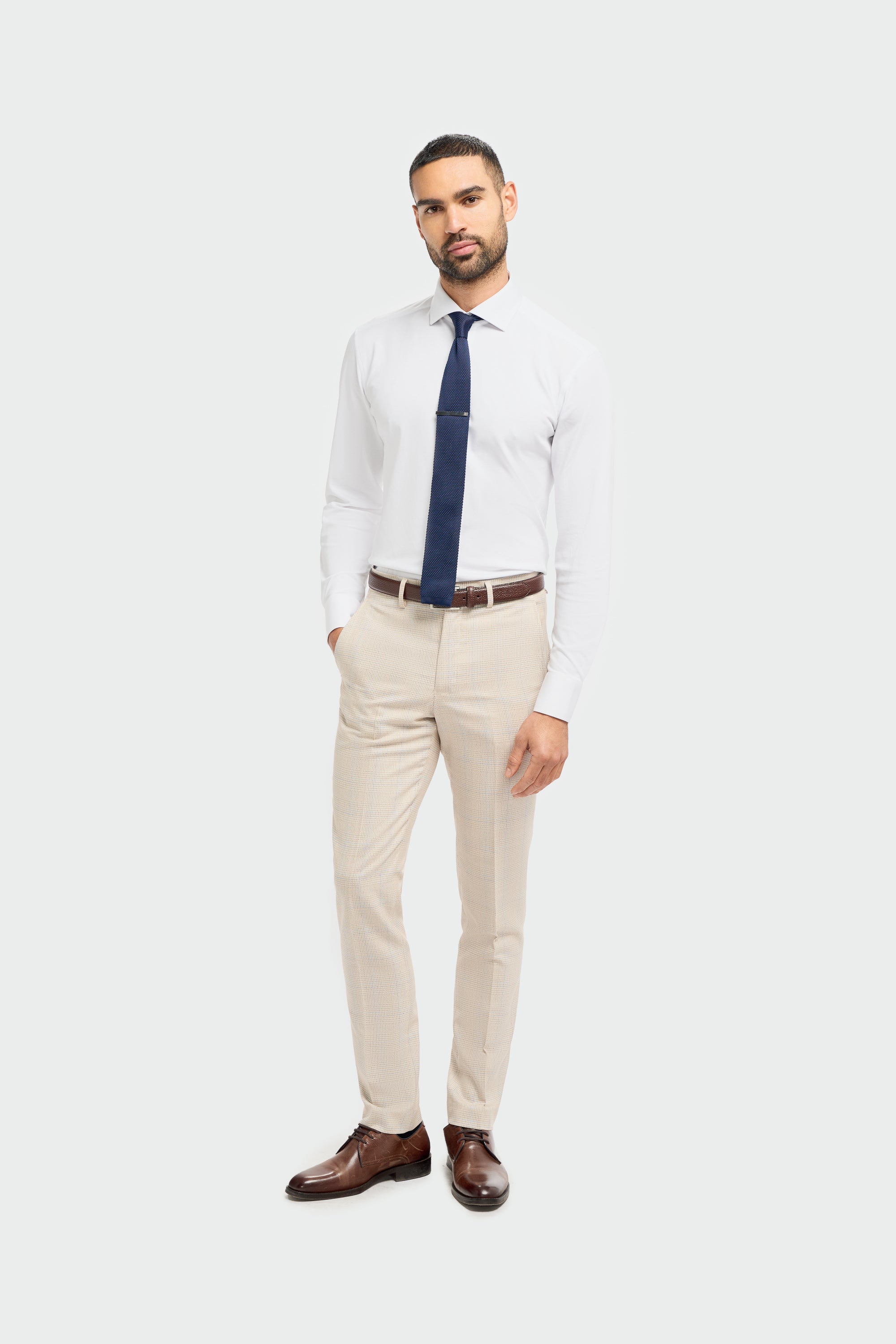 Caridi Beige Check Trousers