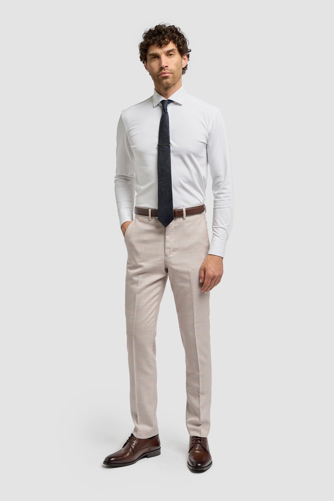 Caridi Beige Check Trousers