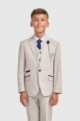 Boys Caridi Beige Three Piece Suit