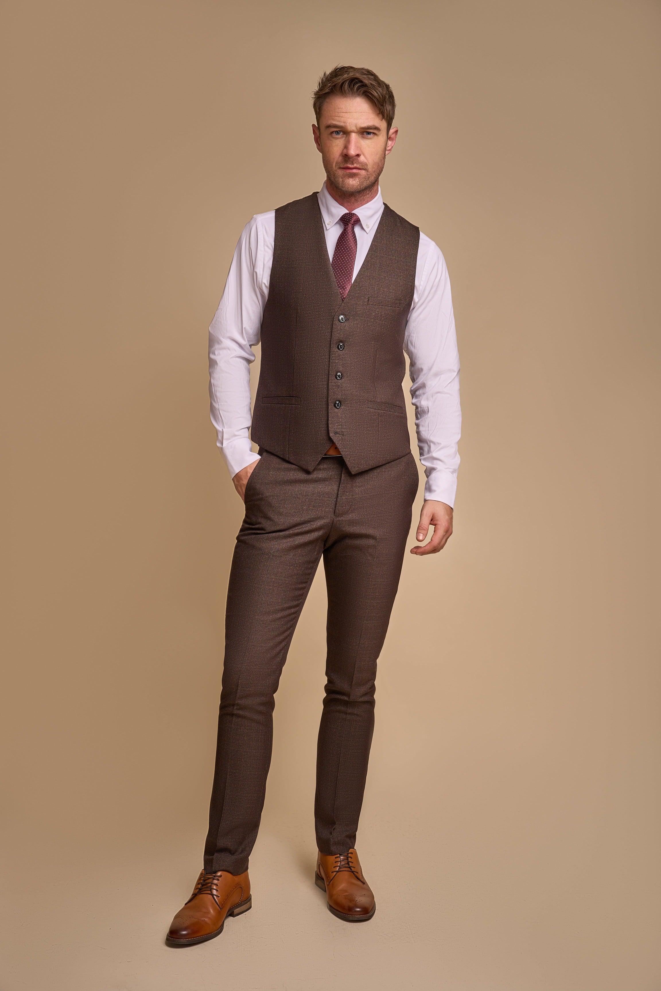 Caridi Brown Waistcoat and Trousers Front