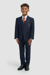 Boys Caridi Navy Three Piece Suit - House of Cavani