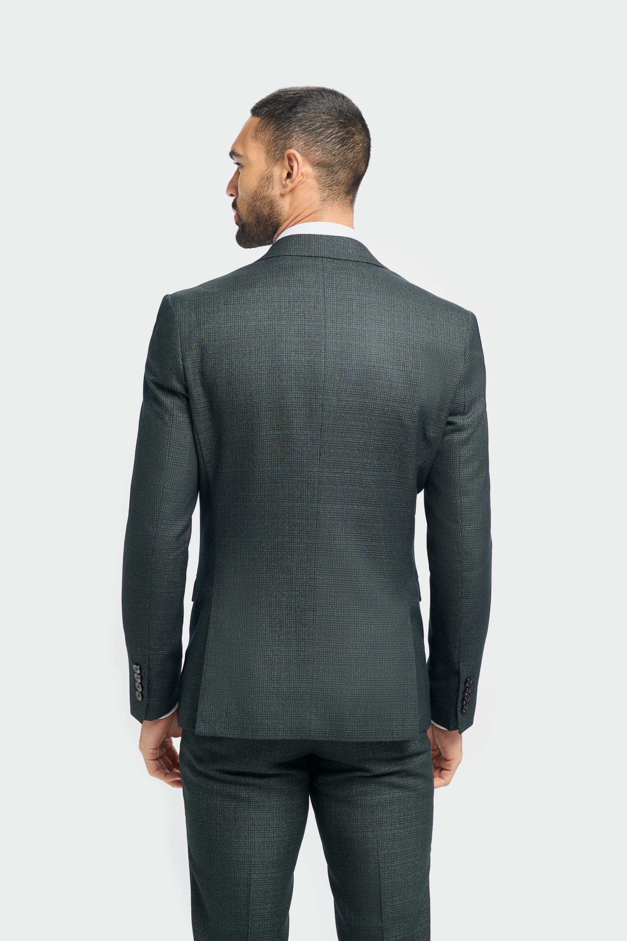 Caridi Olive Check Three Piece Suit