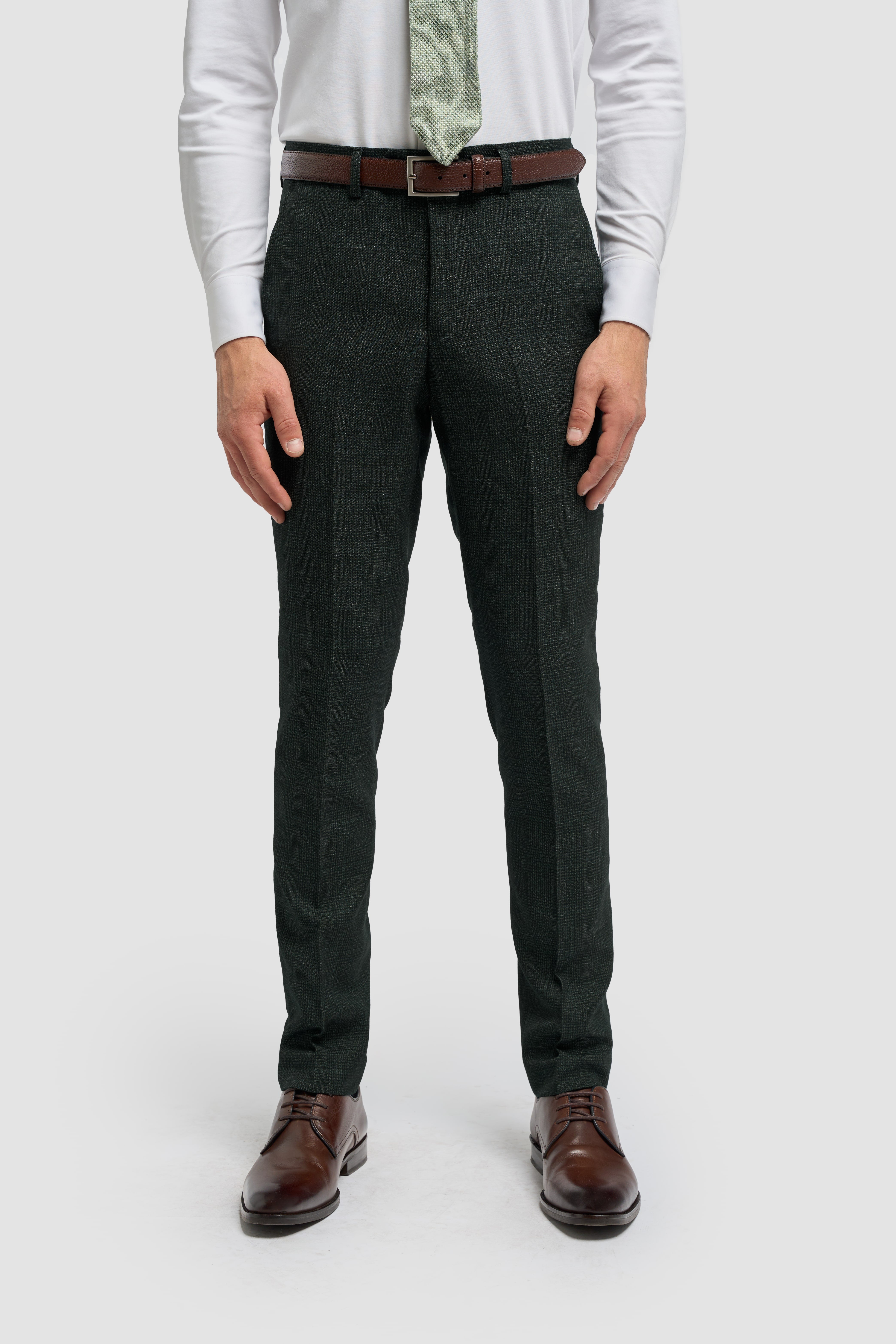 Caridi Olive Check Three Piece Suit