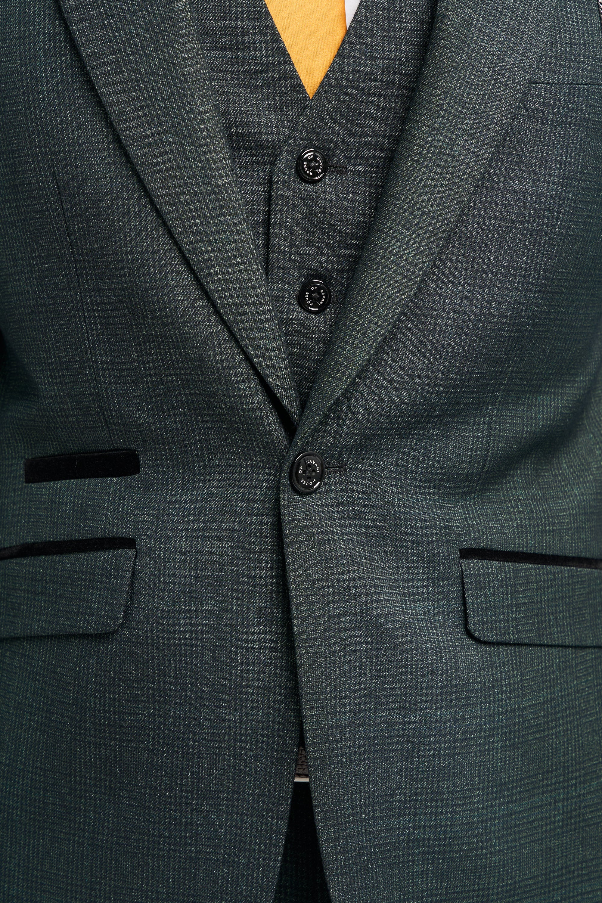 Caridi Olive Check Three Piece Suit