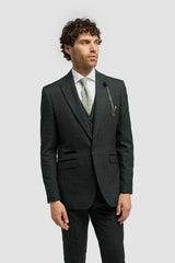 Caridi Olive Check Three Piece Suit