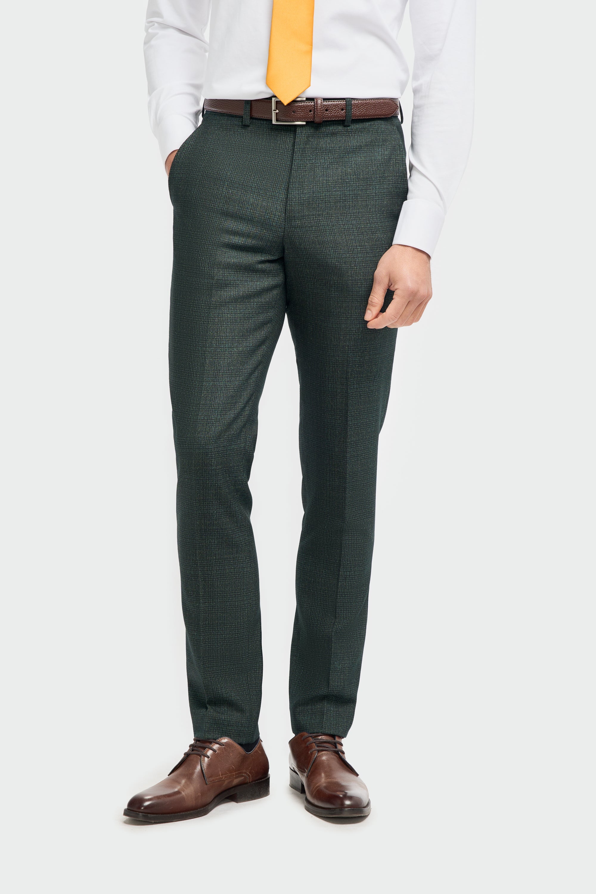 Caridi Olive Check Three Piece Suit