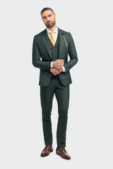 Caridi Olive Check Three Piece Suit