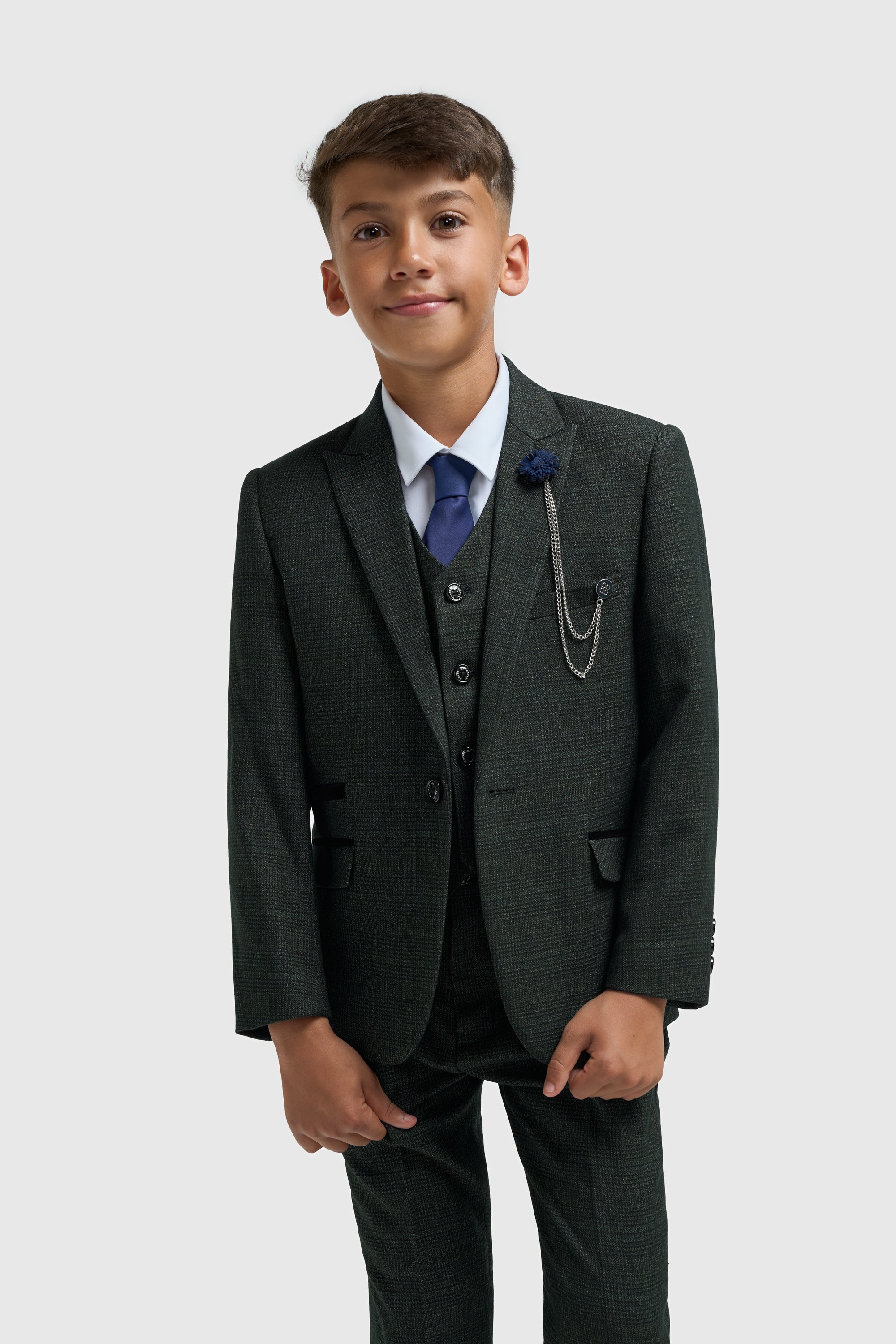 Boys Caridi Olive Three Piece Suit - House of Cavani