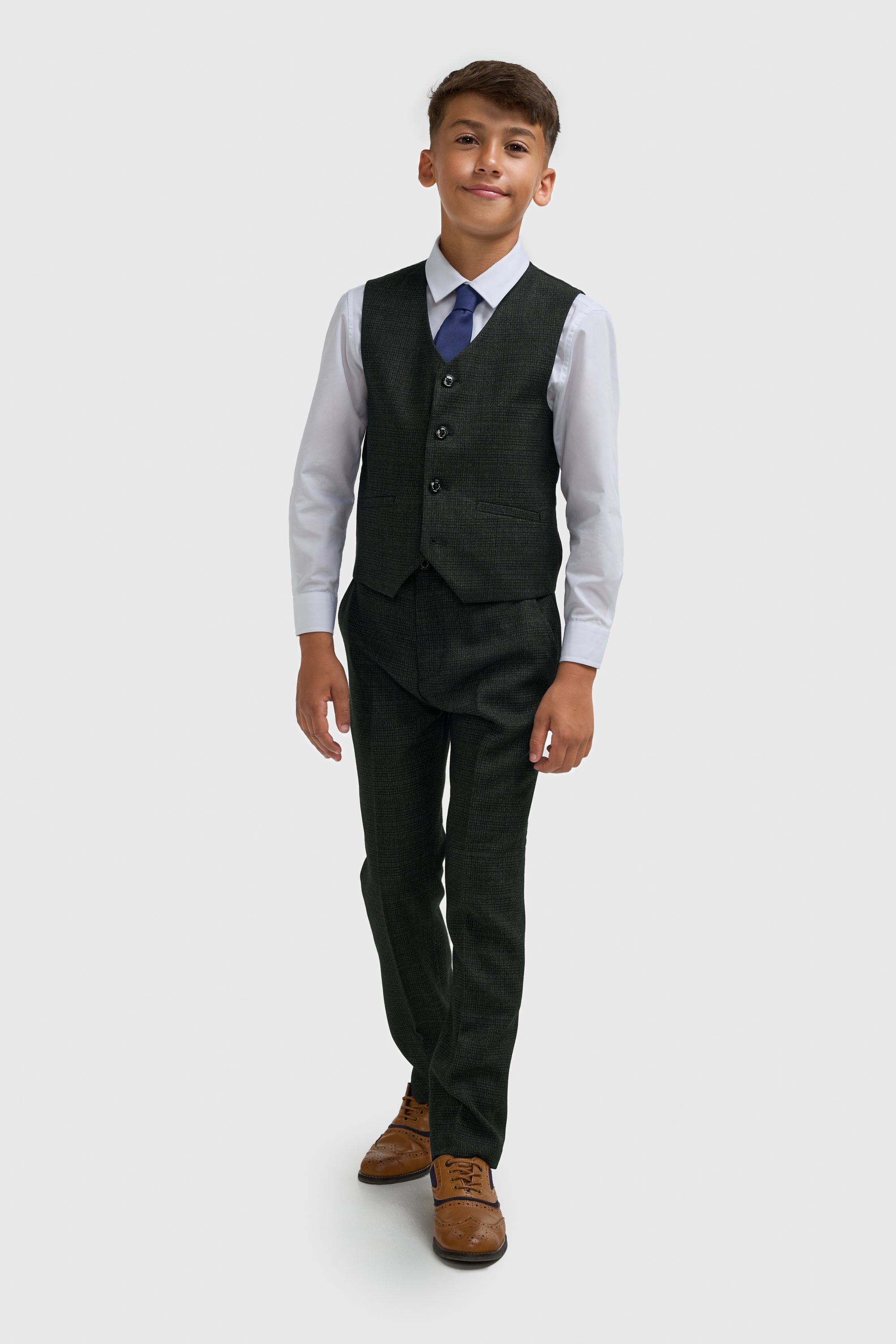 Boys Caridi Olive Three Piece Suit - House of Cavani