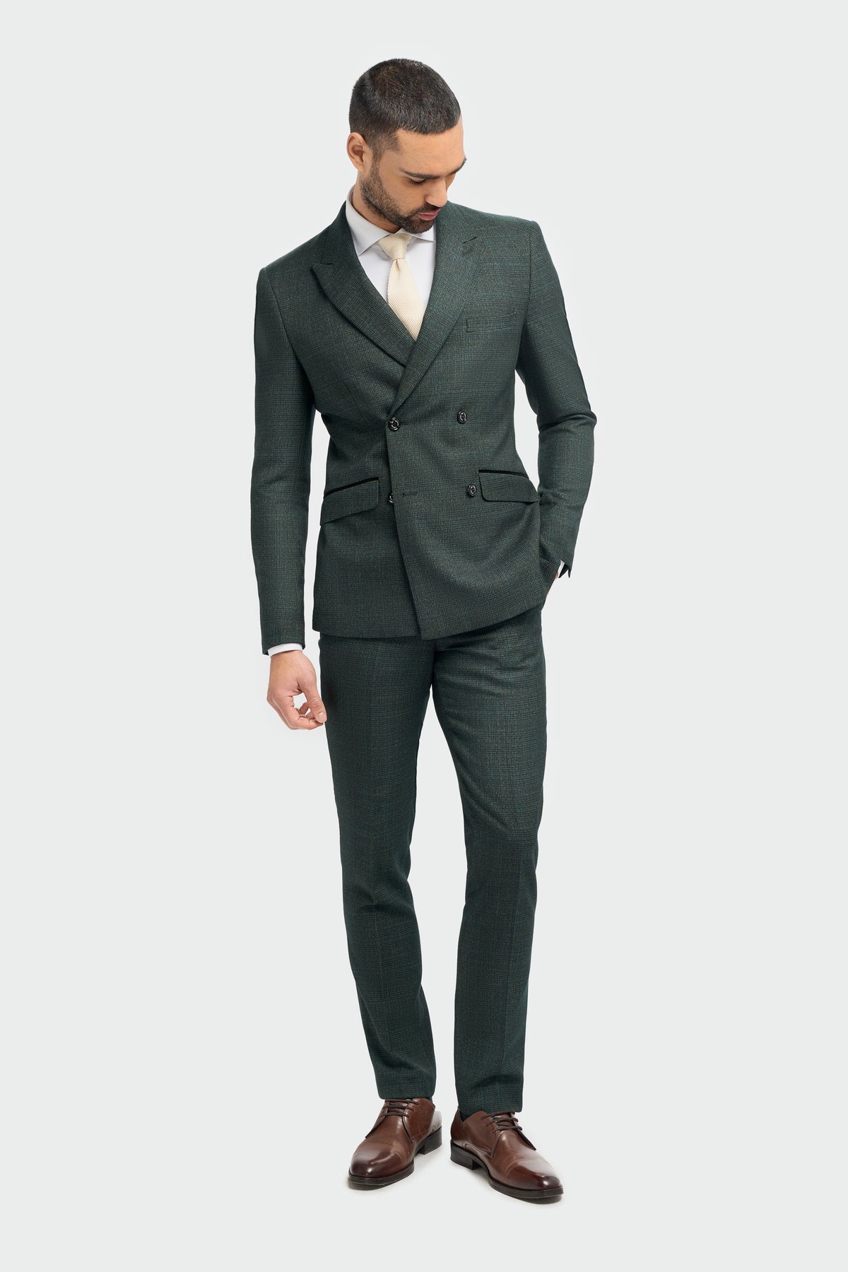 Caridi Olive Double Breasted Two Piece