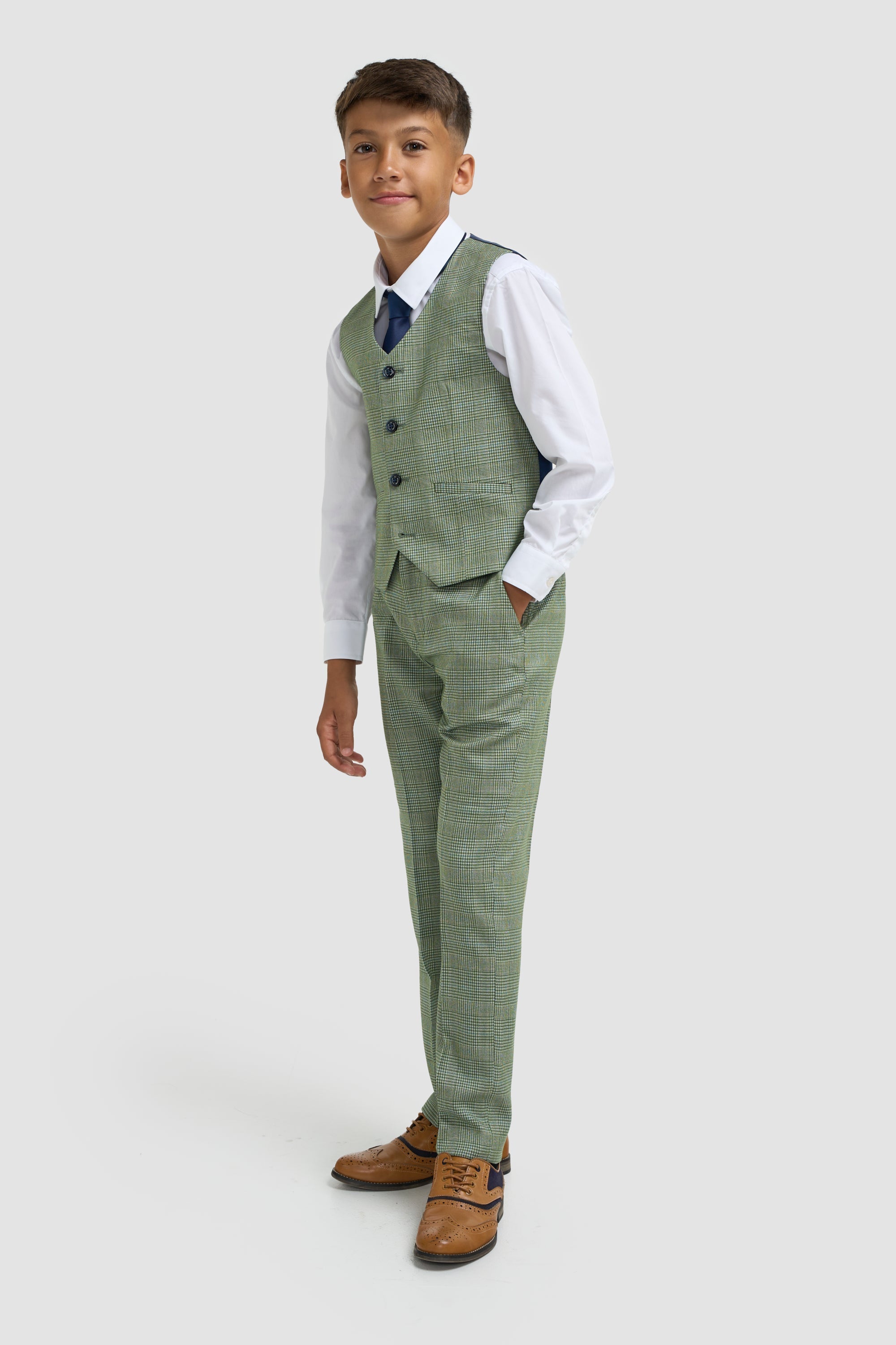 Boys Caridi Sage Three Piece Suit