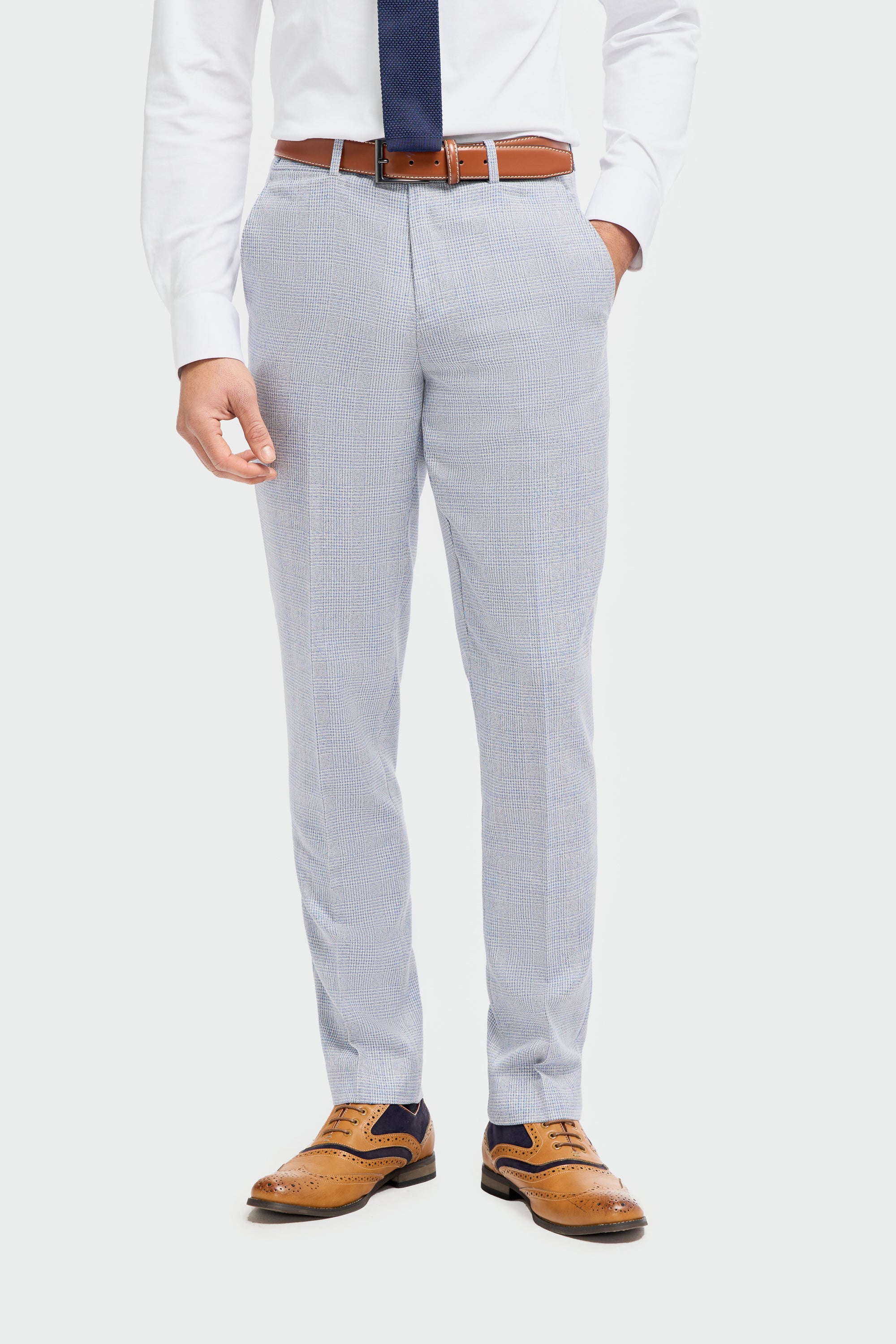 Caridi Sky Long Check Three Piece Suit