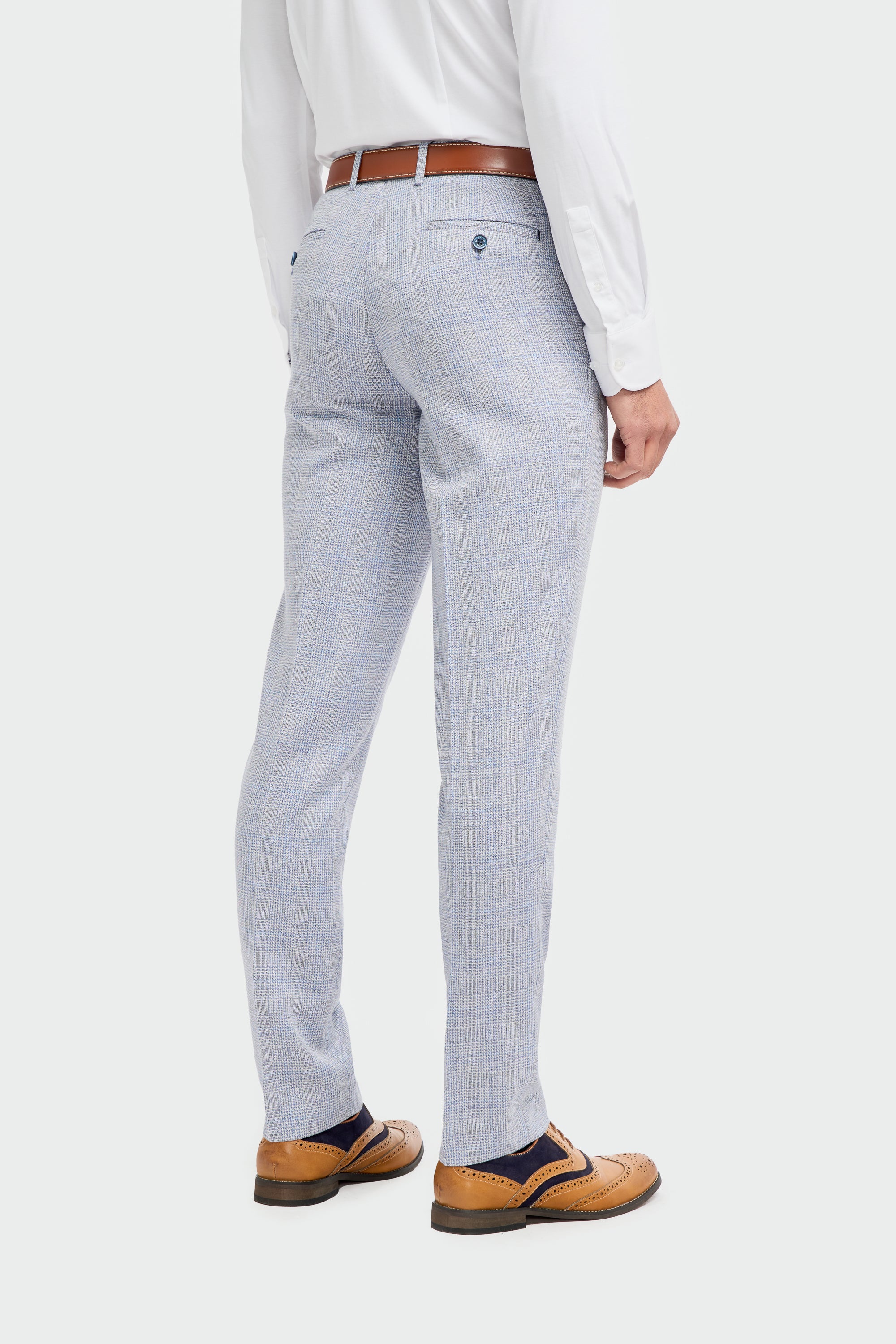 Caridi Sky Long Check Three Piece Suit