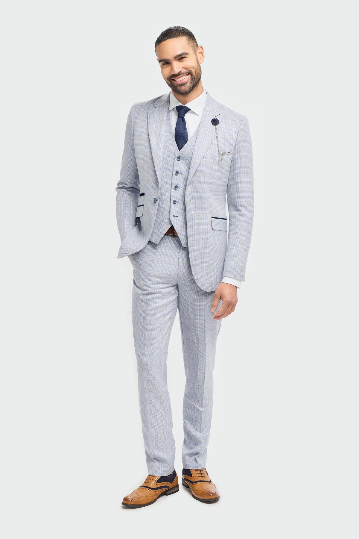 Caridi Sky Regular Check Three Piece Suit